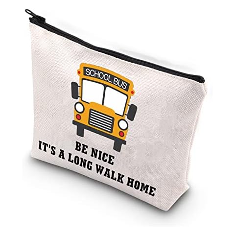 Bus Driver Cosmetic Bag School Bus Driver Thank You Gift End of School Year Makeup Bag, LONG WALK HOME, big Cover