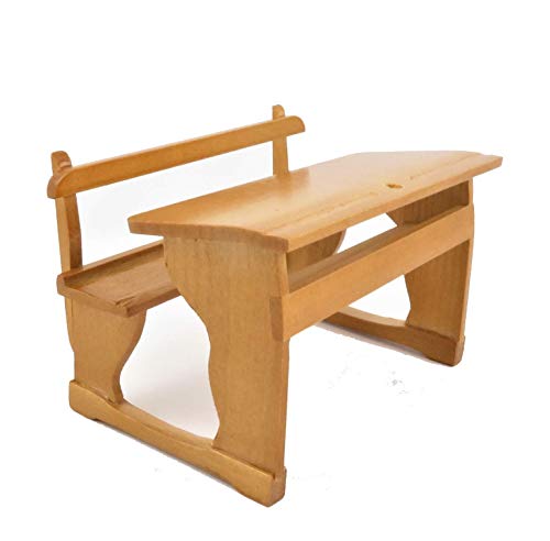 Melody Jane Dolls House Twin Double School Desk & Bench Old Fashioned Pine