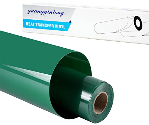 Image of guangyintong Heat Transfer Vinyl HTV Rolls, 12 inch x 8ft Green Iron on Vinyl for T-Shirts Glossy Surface HTV Vinyl for All Cutter Machines Easy to Cut & Weed for Heat Vinyl Design