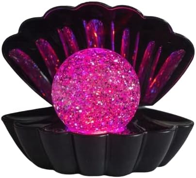 Eyesome Black Stunning Clam Colour Changing Glitter Sea Shell Pearl Mood Water Lamp - USB / Battery Operated Night Desktop Bedside Table Relaxing Light Ornament Home Decor Xmas Gift