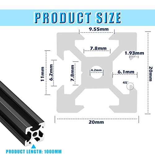 Shimeyao RI-SHIMEYAO-450 10 Pcs 1000 Mm 2020 Aluminum Extrusion European Standard Anodized Linear Rail Industrial Aluminum Profiles thumb #1