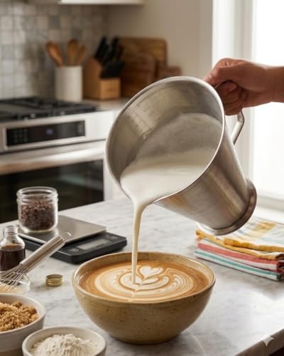 Image of KMW Steel Measuring Jug with Handle with Base I for Kitchen, Cooking, Craft, Baking & Measuring Liquids I 2000 ML (Pack of 1)