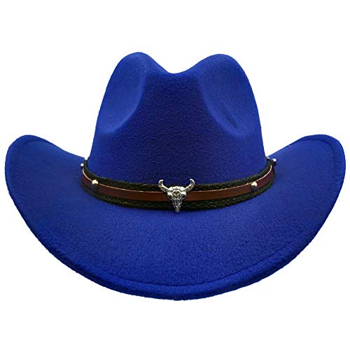 Ifsun Men & Women's Fur Felt Cowboy Hat Wide Brim Western Outback Blue #TOP2