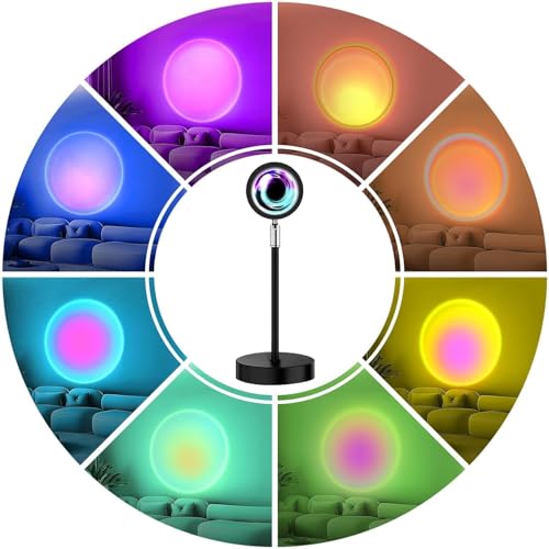 Image of Sunset Lamp Projection, Sunset Night Light Rainbow Projector 180 16 Color Changing 4 Modes, Vlog, Photography, Decorative, Party Decor, Gift for Women(16 Color) (red) (red)