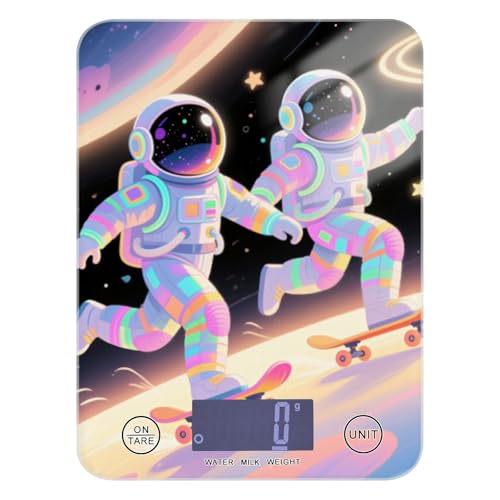 Carino Carino Bianco Astronauta Cibo Pesa Bilancia Alimentare per Cucina 5 kg/5 g, Impermeabile Bilancia da Cucina Grammi con 4 Unità per Cottura Cottura Pesa Digitale para alimentos