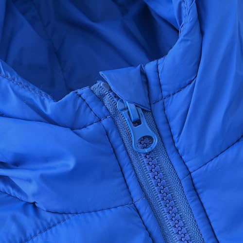 EnJoCho Boys Girls Middle Kids Hooded With Pockets Solid Color Short Cotton Jacket Ski Jacket Girls (Blue, 1-2 Years)4