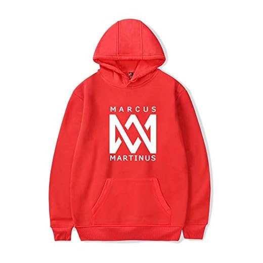MR.YATCLS Twin Marcus och Martinus tryckt huvtröja unisex musik tema huvtröja, Röd, XXL