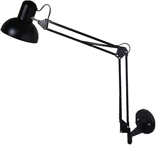OZSSLJJ Aplique De Pared De Brazo Largo, Aplique De Pared Con Brazo Oscilante Industrial Negro, Iluminación De Montaje En Pared De Trabajo De Arquitecto Plegable De Doble Brazo De Aluminio