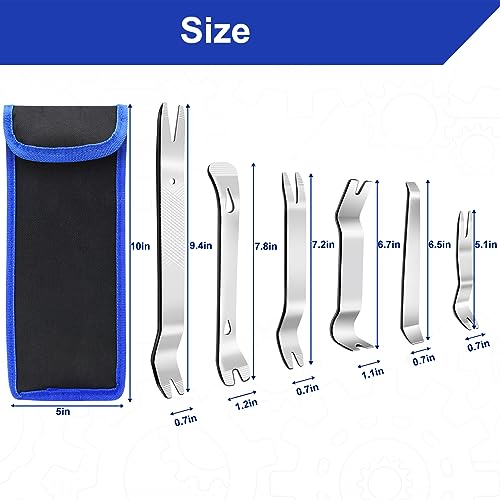 AXELECT 6PCS Trim Removal Tool ,Metal Pry Tool Auto Trim Tools Car Interior Audio Installation Fastener Remover Car Panel Removal Tool