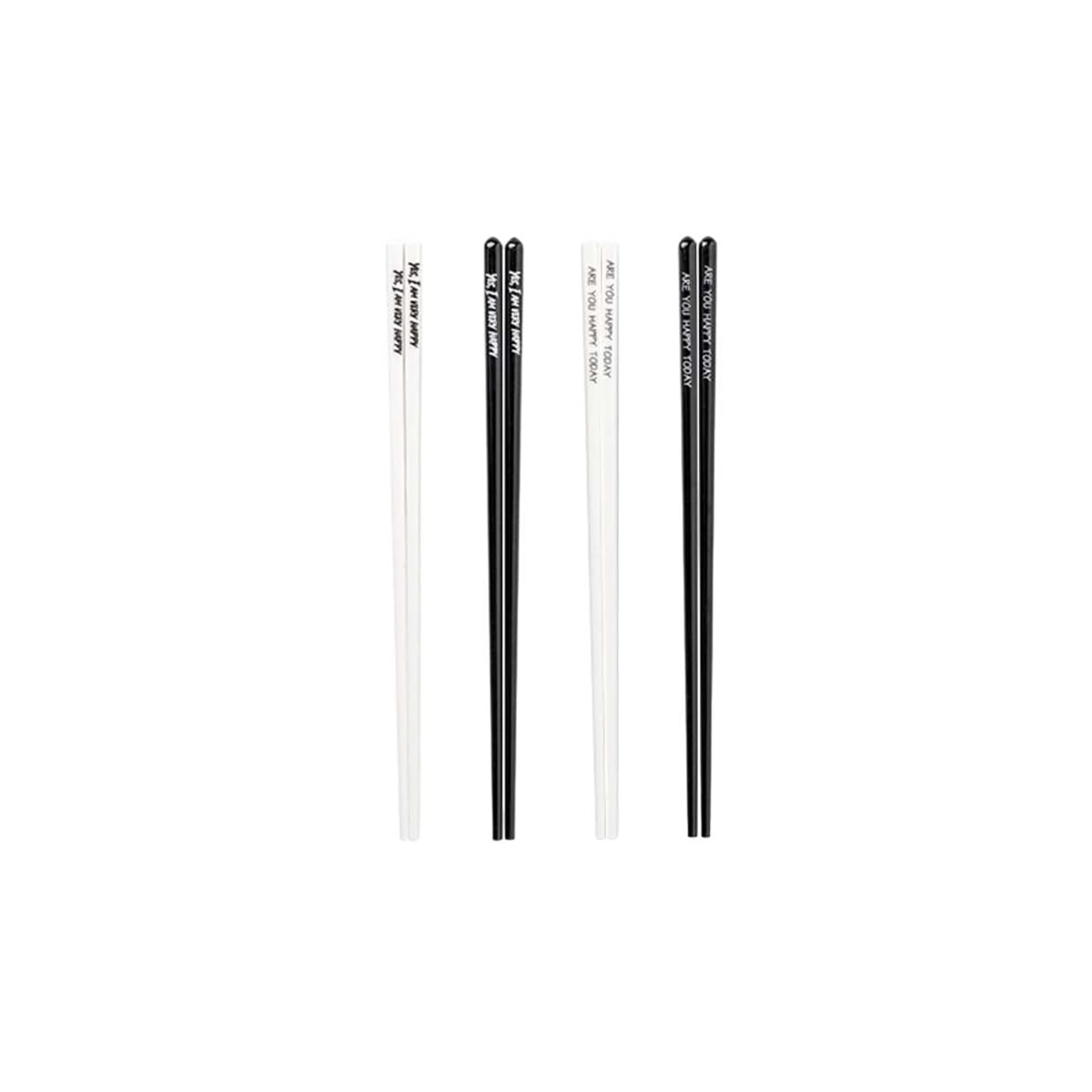Lot de 3 paires de baguettes antidérapantes en céramique noire et blanche - 4 paires de boîtes