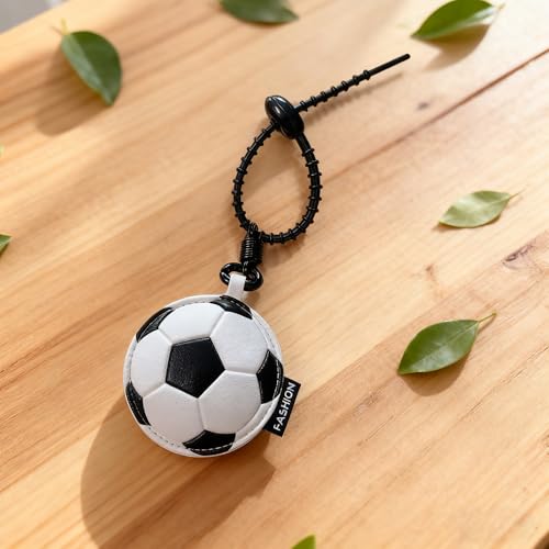 Image of Leather Ball Keychain Wristlet Sports Key Ring Car Key Wallet Backpack Bag Gym Accessories Gifts for Men Women
