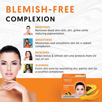 VLCC Papaya Fruit Facial Kit Glowing, Blemish Free Skin, 60 g (Pack of 1) - Image 3