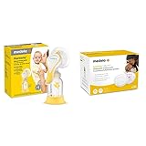Medela New Harmony Manual Breast Pump with Flex Breast Shield and Ultra Thin Disposable Nursing Pads 120 Count, Single Hand Breastpump, Bra Pads with Leakproof Design, Contoured for Optimal Fit