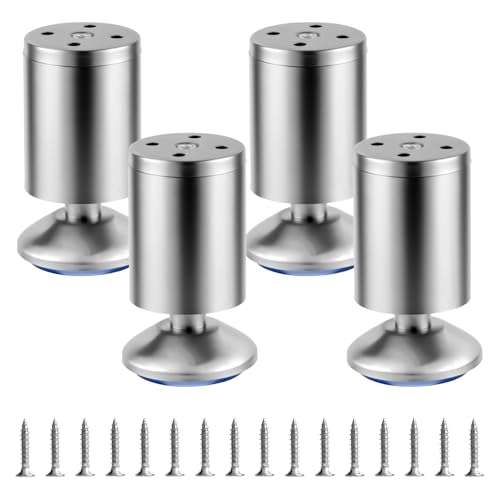4 PcsPatas para Muebles Regulables, 10cm Patas Regulables para Muebles, Pies Niveladores Ajustables 0-10mm, Patas Nivelador de Acero Inoxidable para Mesa Armario Sillas Sofá Escritorios Cama Pies