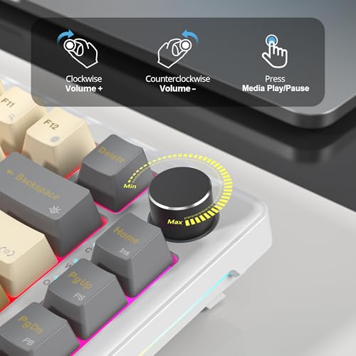 Image of 75% Brown Creamy Mechanical Keyboard Wired, Creamy Sound Gasket Gaming Thocky Keyboard with Knob, Hot Swappable RGB Custom Keyboard, Pre-lubed Cream Switch Keyboard (82 Caramel)