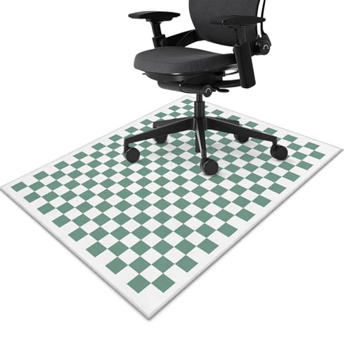Tappetino per sedia da ufficio per pavimenti in legno duro verde a scacchi 91,4 x 121,9 cm, tappetino antiscivolo per sedia da ufficio per sedie a rotelle sotto la scrivania, tappeto per casa e