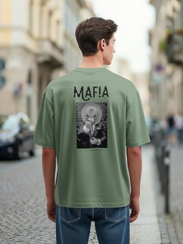 Image of BULLMER Trendy Front and Back Printed Oversized Round Neck T-Shirt for Men - Pack of 2