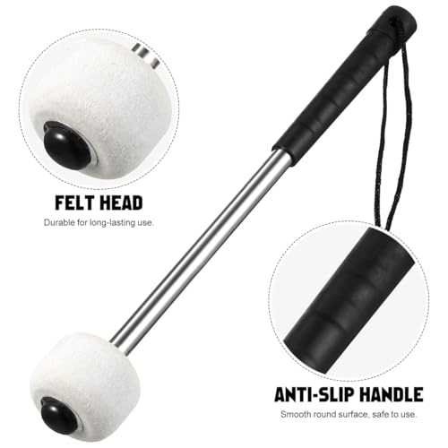 Baqueta ibasenice con mango de acero inoxidable y cabeza de fieltro de lana para tambor profesional para principiantes y adultos miniatura 3