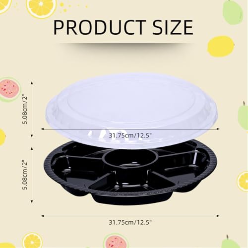 Ruizhihu DAIGAITUOPAN 10 Pcs Plastic Appetizer Serving Tray With Lid Round 12.5 Inch Tray With Lid Disposable Serving Fruit Veggie Tray thumb #1