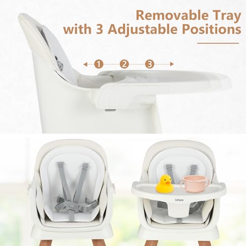 Image of INFANS 8 in 1 Baby High Chair, Convertible Highchair for Babies and Toddlers, Infant Dining Booster Seat, Building Block Table, Kids Stool Table Chair Set with Removable Tray