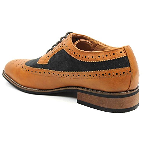 New Men's Wing Tip Brogue Suede Leather Lace Up Modern Dress Shoes Azar2