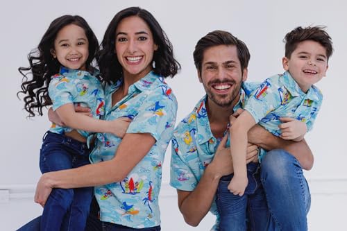 Sesame Street Big Bird Cookie Monster Elmo Oscar The Grouch Matching Family Hawaiian Button Down Shirt Infant to Little Kid3