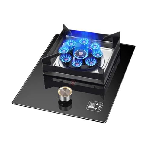 ガスストーブ 430mm、5.2KW キャンプ用ガス調理器、ガス/LP ガス変換ストーブ、強化ガラス鋳鉄ポットラック、フレームアウト保護とタイマー付き、家庭用キッチン用(NG)