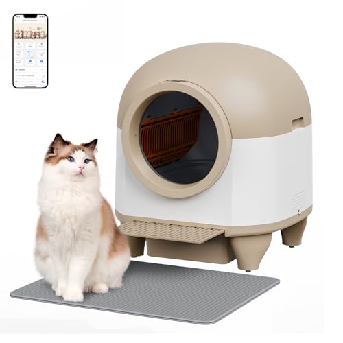 猫 自動トイレ オシッコが漏れない スマホ遠隔管理 センサー付き 飛散防止 自動清掃 定期清掃 掃除簡単 お留守番 専用APP IOS/Android対応 日本語説明書付き 80L