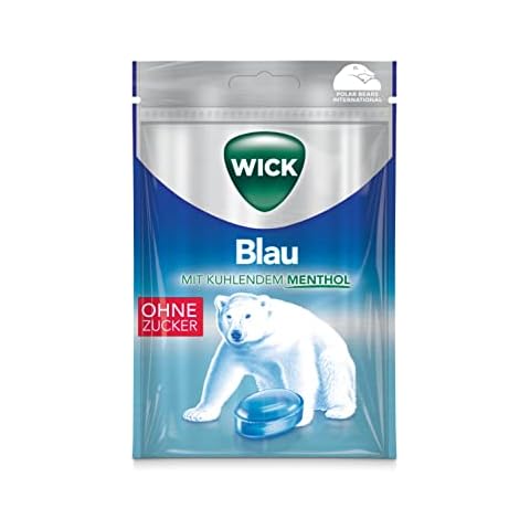 Wick Blau Hustenbonbons ohne Zucker ein tiefes Atemerlebnis dank Menthol und natürlichem Arvensis Minz-Aroma - 1er Pack (1 x 72 g) Cover