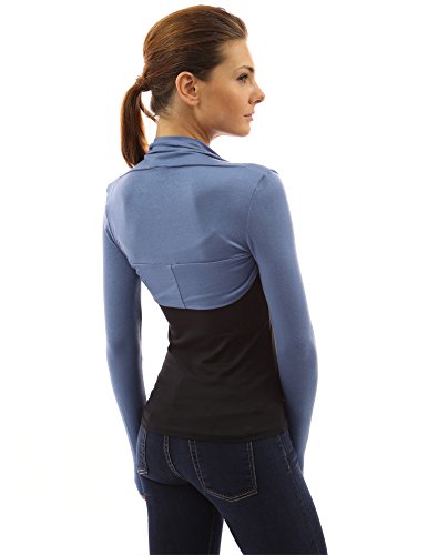 PattyBoutik Women Long Sleeve Bolero Shrug (Medium Blue Large) - Thumbnail 2