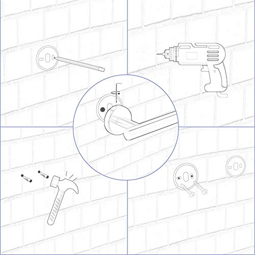 Bathroom Hardware Set, 6 Piece Stainless Steel Bathroom Towel Rack Set Wall Mount Towel Bar Set Include 18