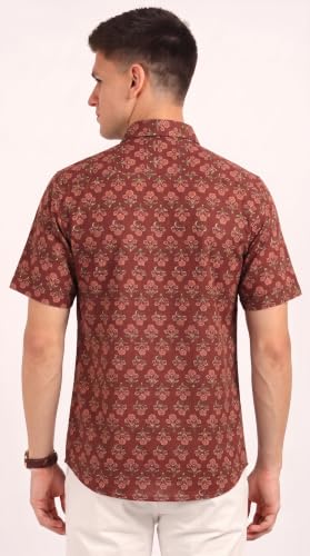 Image of BLOCKS OF INDIA Cotton Hand Block Print Half Sleeves Summer Shirt for Men