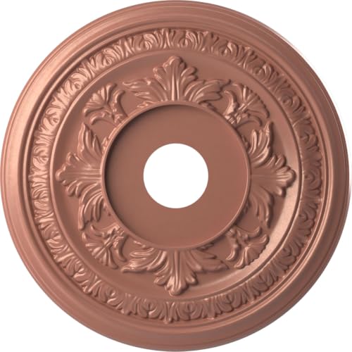 Image of Ekena Millwork CMP19BAFCP Baltimore Thermoformed PVC Ceiling Medallion (Fits Canopies up to 7 3 /4 inch), 19 inchOD x 3 1 /2 inchID x 1 inchP, Universal Pearl Metallic Champagne Pink