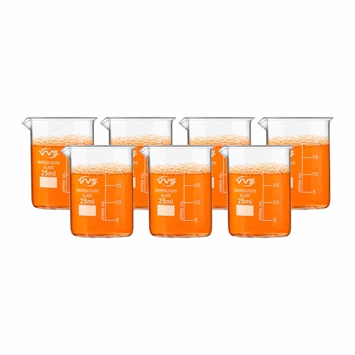 Image of VVS Borosilicate Glass Beaker 25ml pack of 7 of For School College, Lab Laboratry and professional use