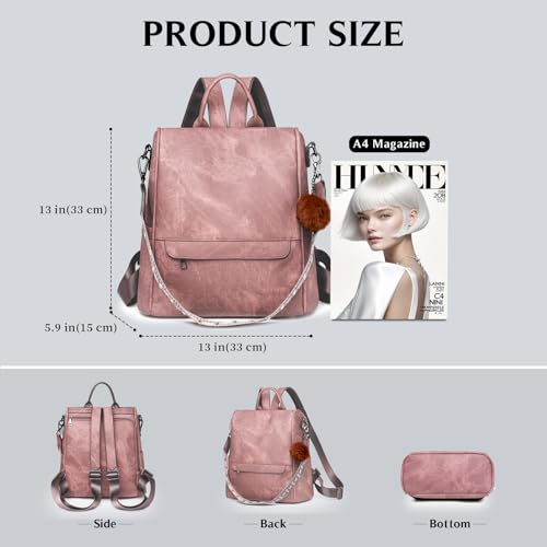 Image of Woman Backpack Purse Waterproof Lightweight PU Leather Backpack, Multipurpose Travel Shoulder Bag Handbag