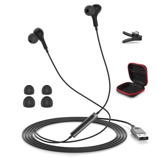 USB Headphone with Mic Mute Volume Control,7.5FT Long Cord PC Wired Earbuds — view 6