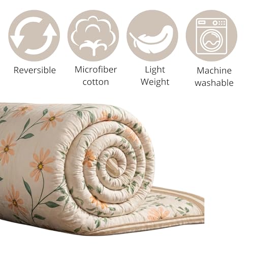 Image of Mafatlal 120 GSM Ultrasonic Microfiber Reversible AC Comforter Single | 90 x 60 Inches | Summer Quilt Blanket | Twin Bed | Soft Rose