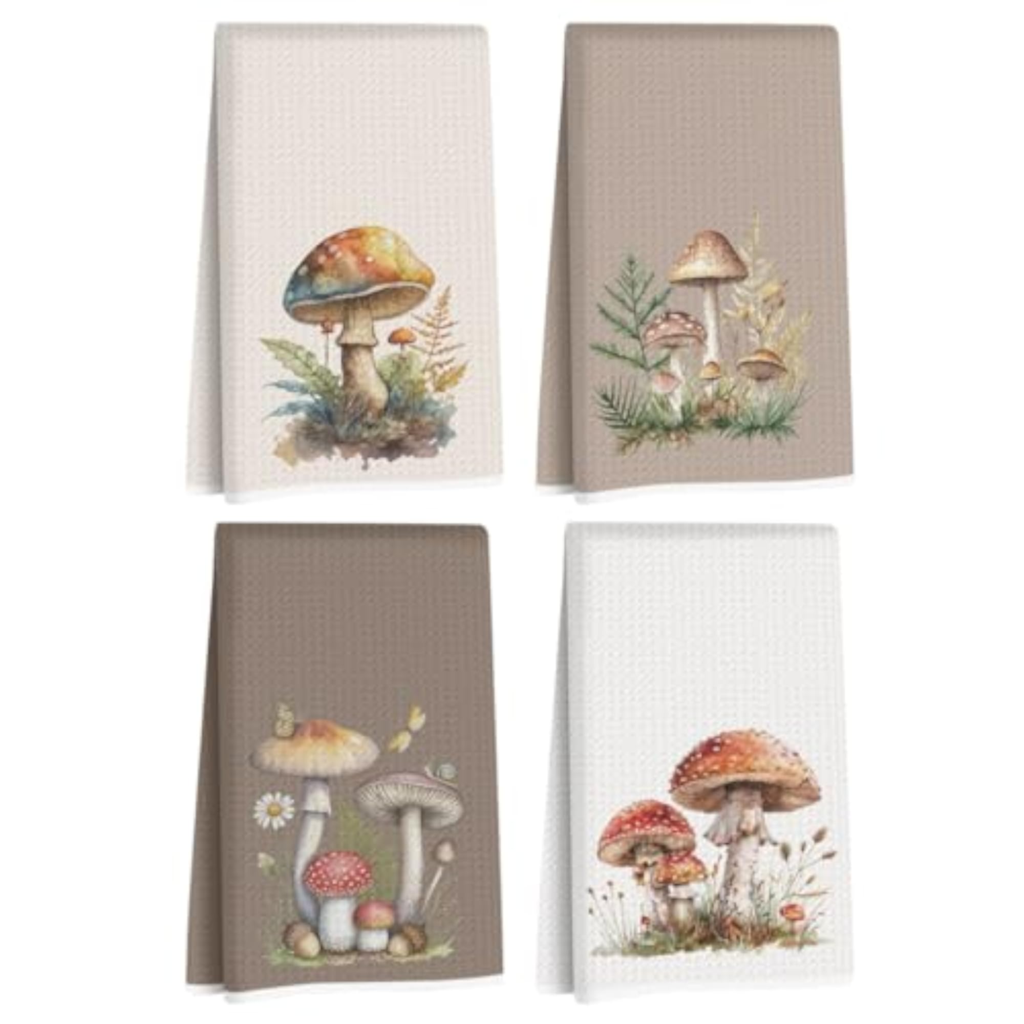 4 Pcs Mushroom Decorative Hand Towels Set, Gift