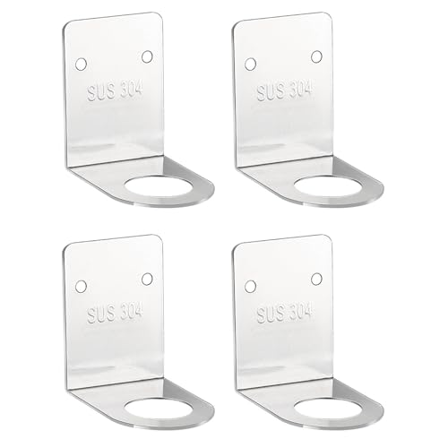 4 Pack Hand Sanitizer & Soap Dispenser Holder - Wall Mounted Bathroom Storage Shelf for Shampoo, Lotion, Bottles - Rustproof Adhesive Hanging Rack No Drill Installation for Shower, Kitchen