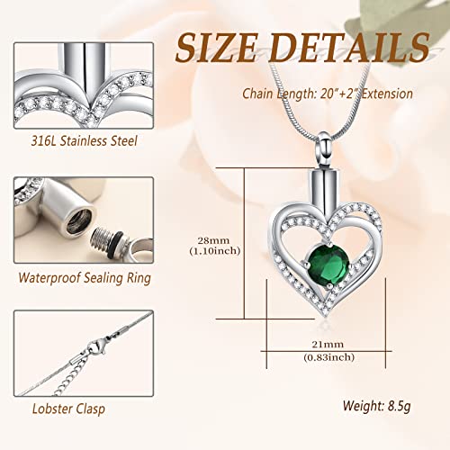 Minicremation Cremation Urn Necklace for Ashes Cremation Jewelry Heart Urn Necklace for Women Girls Birthstone Memorial Jewelry Pendant for Ashes for Human Pet - Image 2