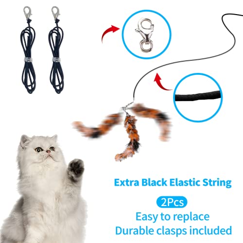 Petstie Cat Feather Teaser Toy, 2Pcs Retractable Cat Wands,11Pcs Teaser Refills With Bells And Extra 2Pcs Elastic Strings, Cat Wand Toys For Indoor Cats #TOP4