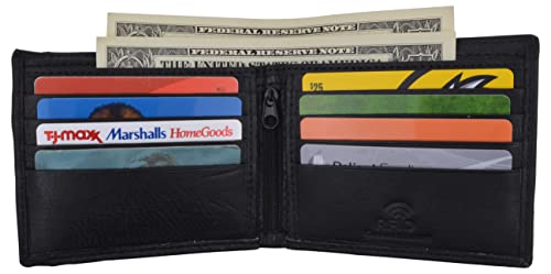 Men's Real Leather Wallet Credit Debit Card Holder RFID Blocking Removable ID Bifold Wallets for Men Gift Box (Black)2