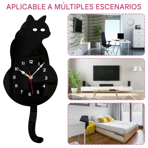 Reloj de gato vintage mecánico libre de ruidos para el dormitorio 5