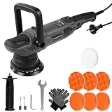 Uadme Pulidora Orbital Coche 1600W, 6 Velocidades Variables 600-3600RPM, 4M Cable, con 6 Almohadillas de Pulido, D-Mango Desmontable/Mango Lateral, Maquina de Pulir, para Detallar, Pulir y Encerar