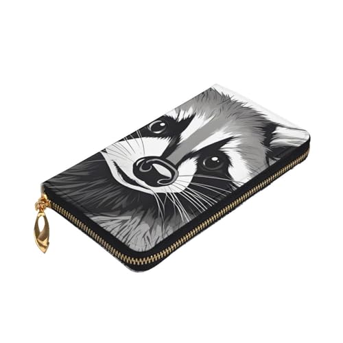 Cute Raccoon Prints Leather Long Clutch Wallet for Fashionable Girls and Women - Durable, Stylish, and Functional, Black, One Size3