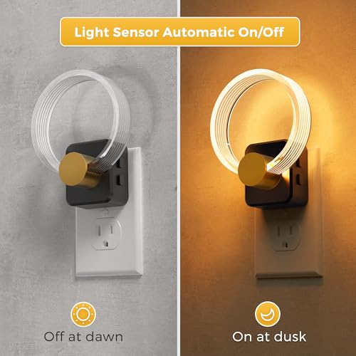Image of L LOHAS LED Night Lights Plug into Wall, Changing RGB Night Light with Dusk to Dawn Sensor, 180 Rotatable Acrylic Nightlight Plug in Wall for Halloween, Christmas, Holiday, Hallway[2 Pack]