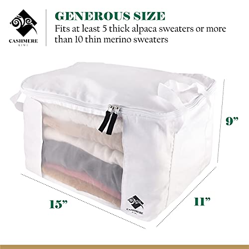 Moth Protection Sweater Storage For Closet – 2 Large Cotton Garment Bags, 30 Cedar Rings, & Mesh Window For Cashmere Sweaters – Wool & Cotton Sweater Organizer By Cashmere Kiwi, 15 X 11 X 9 In #TOP4