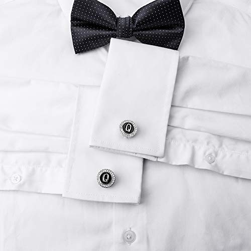 Hawson  Cufflinks For Men 18K Gold Or Silver Color (A-Z Initial ) Suitable For French Cuff Shirt And  Dress Shirt, Men's Fashion Accessories Wedding Day Wearing ,Men’s Jewelry Or Gifts For Him,Birthday Anniversary Father's Day Gifts #TOP3