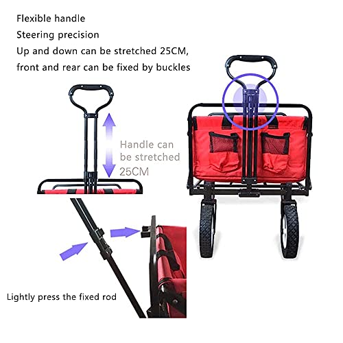 KOHARA Bollerwagen, zusammenklappbarer Campingwagen mit 4-rädrigen zusammenklappbaren Festivalwagen, tragbarer Gartenwagen, geeignet für Haus, Garten, Outdoor, 70 kg Kapazität/7 Zoll in Schwarz – Bild 8