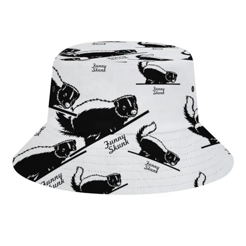 Funny Skunk Fashion Printing Bucket Hat Unisex Summer Sun Fisherman Cap Outdoor Headwear
